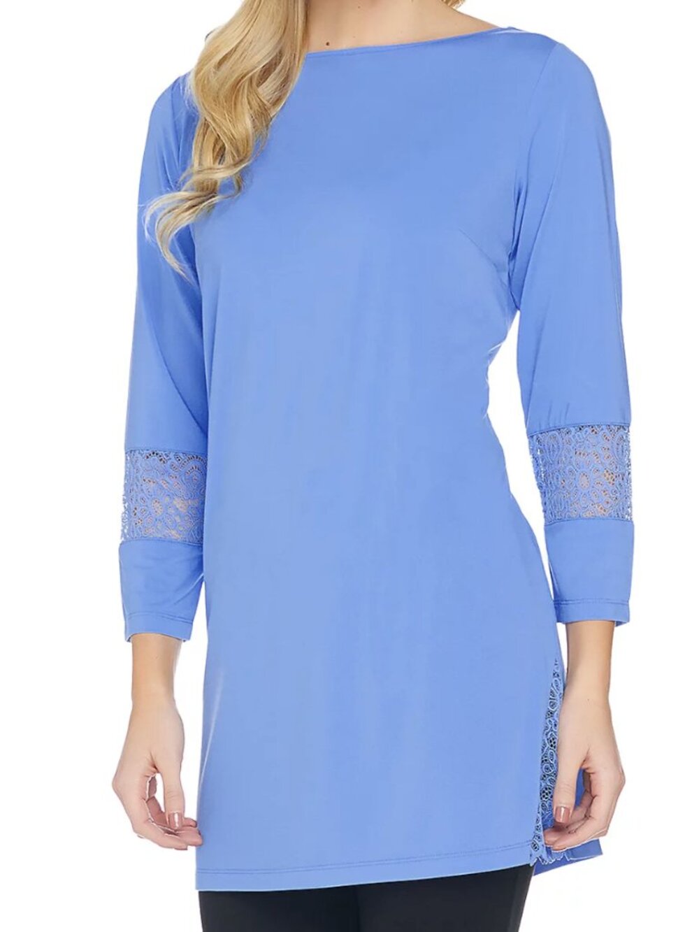 Joan Rivers Jersey Knit Tunic with Lace Detail  16744